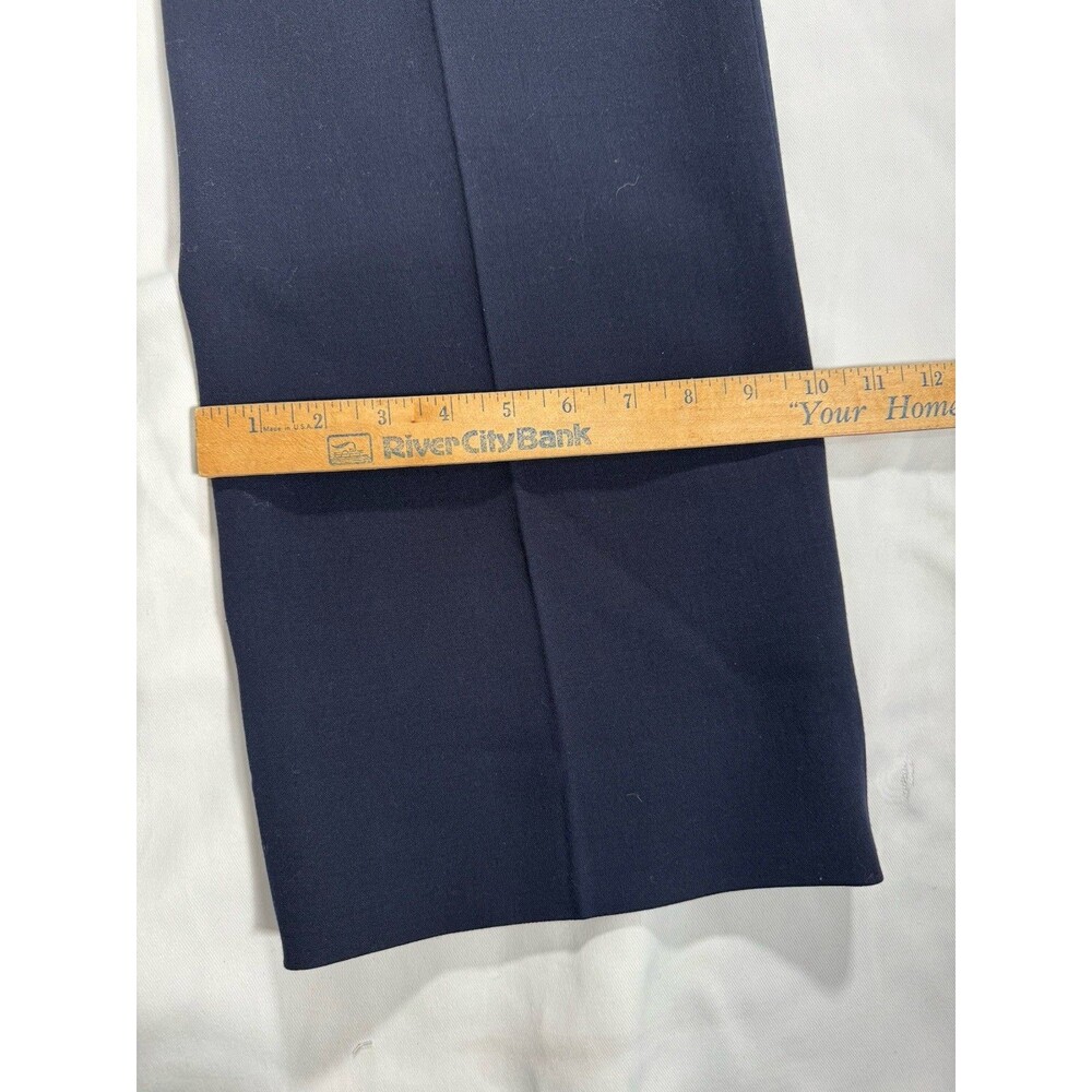 Akris Pants Womens 10 Navy Blue Side Zip Trousers Wool Wide Leg Dress Pants - Picture 8 of 14